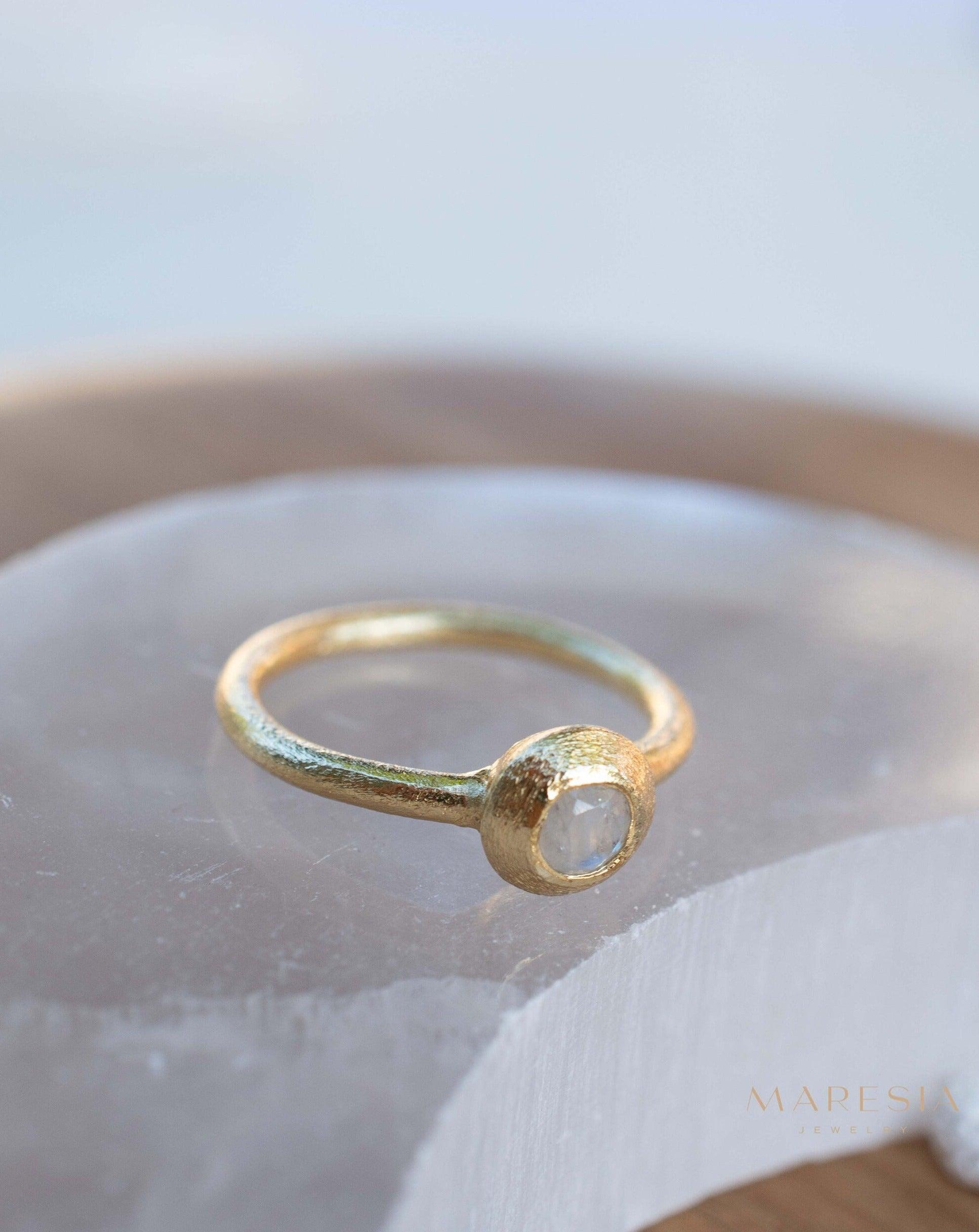 Moonstone Gold Ring ~ Delicate ~ 18k Gold Plated ~ Handmade ~ Gemstone~Statement ~Everyday~ Hippie~Bohemian~June Birthstone~Stackable MR336