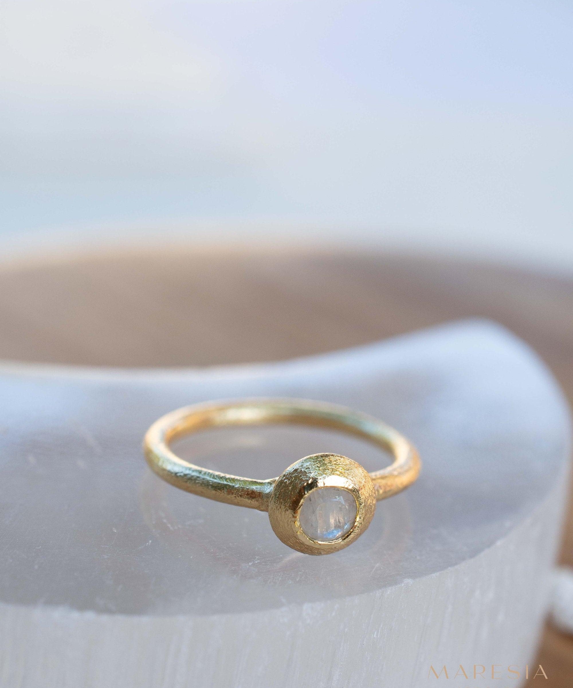 Moonstone Gold Ring ~ Delicate ~ 18k Gold Plated ~ Handmade ~ Gemstone~Statement ~Everyday~ Hippie~Bohemian~June Birthstone~Stackable MR336