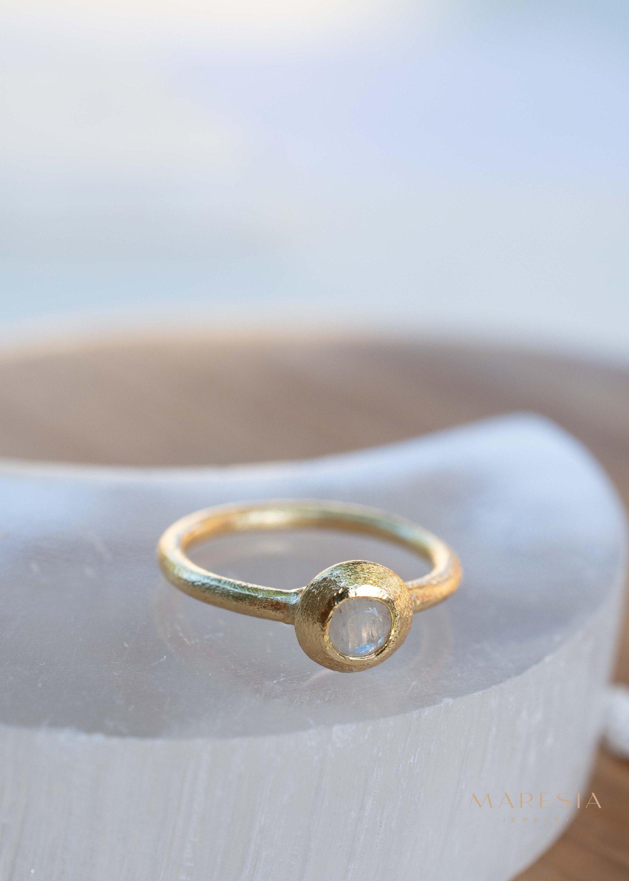 Moonstone Gold Ring ~ Delicate ~ 18k Gold Plated ~ Handmade ~ Gemstone~Statement ~Everyday~ Hippie~Bohemian~June Birthstone~Stackable MR336