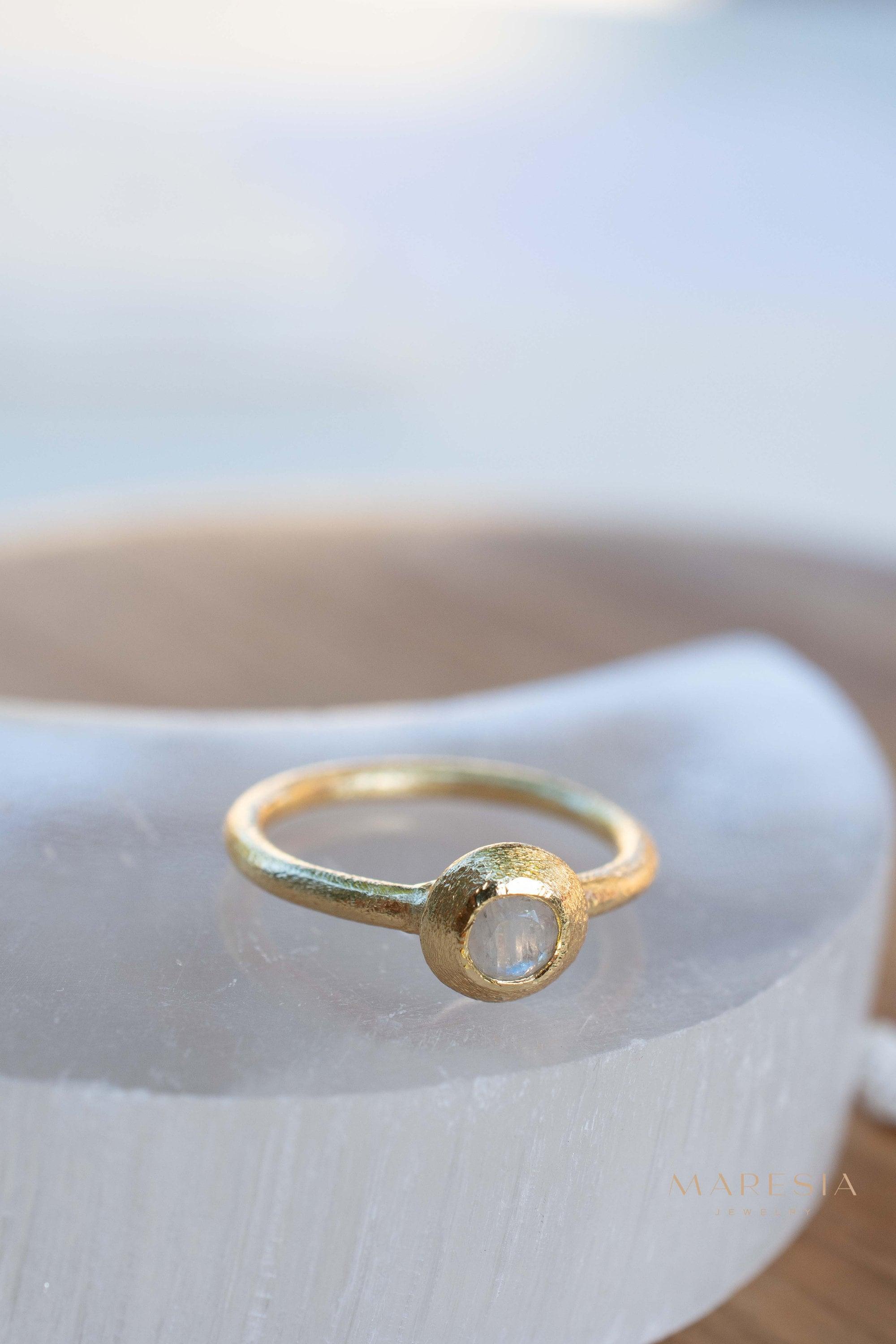 Moonstone Gold Ring ~ Delicate ~ 18k Gold Plated ~ Handmade ~ Gemstone~Statement ~Everyday~ Hippie~Bohemian~June Birthstone~Stackable MR336