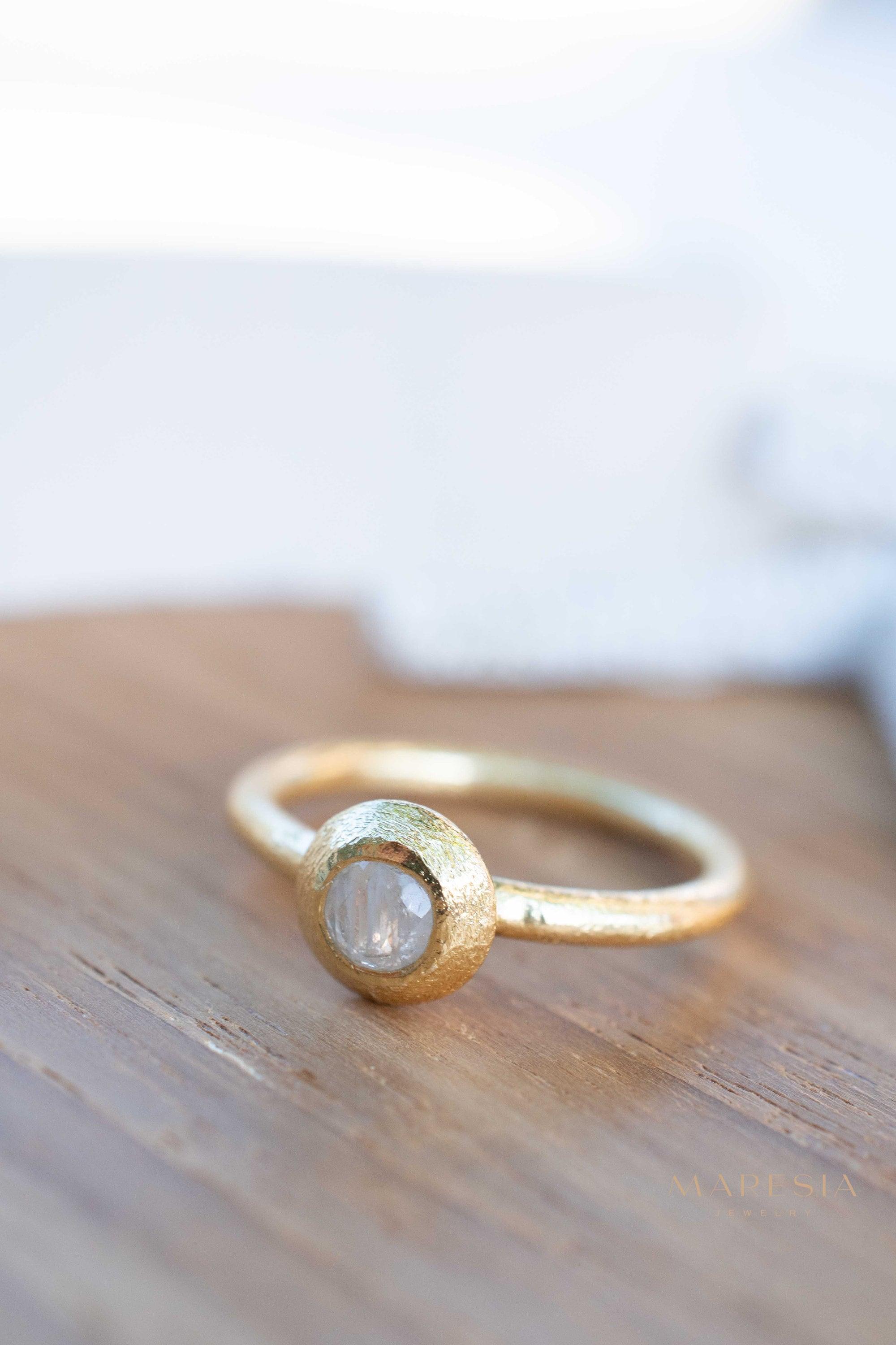 Moonstone Gold Ring ~ Delicate ~ 18k Gold Plated ~ Handmade ~ Gemstone~Statement ~Everyday~ Hippie~Bohemian~June Birthstone~Stackable MR336