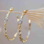 Moonstone Hoop Earrings 18k Gold Plated Earrings ~ Gemstone ~ Post ~Boho design ~ Handmade ~ Jewelry ~ Gift for her ~ ME208