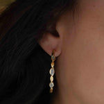 Moonstone Hoop Earrings 18k Gold Plated Earrings ~ Gemstone ~ Post ~Boho design ~ Handmade ~ Jewelry ~ Gift for her ~ ME208