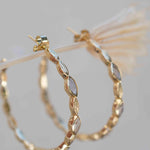 Moonstone Hoop Earrings 18k Gold Plated Earrings ~ Gemstone ~ Post ~Boho design ~ Handmade ~ Jewelry ~ Gift for her ~ ME208