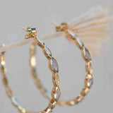 Moonstone Hoop Earrings 18k Gold Plated Earrings ~ Gemstone ~ Post ~Boho design ~ Handmade ~ Jewelry ~ Gift for her ~ ME208