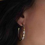 Moonstone Hoop Earrings 18k Gold Plated Earrings ~ Gemstone ~ Post ~Boho design ~ Handmade ~ Jewelry ~ Gift for her ~ ME208