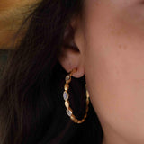 Moonstone Hoop Earrings 18k Gold Plated Earrings ~ Gemstone ~ Post ~Boho design ~ Handmade ~ Jewelry ~ Gift for her ~ ME208