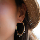 Moonstone Hoop Earrings 18k Gold Plated Earrings ~ Gemstone ~ Post ~Boho design ~ Handmade ~ Jewelry ~ Gift for her ~ ME214