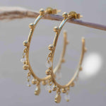 Moonstone Hoop Earrings 18k Gold Plated Earrings ~ Gemstone ~ Post ~Boho design ~ Handmade ~ Jewelry ~ Gift for her ~ ME214