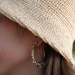 Moonstone Hoop Earrings 18k Gold Plated Earrings ~ Gemstone ~ Post ~Boho design ~ Handmade ~ Jewelry ~ Gift for her ~ ME214