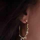 Moonstone Hoop Earrings 18k Gold Plated Earrings ~ Gemstone ~ Post ~Boho design ~ Handmade ~ Jewelry ~ Gift for her ~ ME214