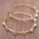 Moonstone Hoop Earrings 18k Gold Plated Earrings ~ Gemstone ~ Post ~Boho design ~ Handmade ~ Jewelry ~ Gift for her ~ ME216