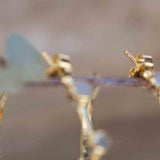 Moonstone Hoop Earrings 18k Gold Plated Earrings ~ Gemstone ~ Post ~Boho design ~ Handmade ~ Jewelry ~ Gift for her ~ ME216