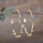 Moonstone Hoop Earrings 18k Gold Plated Earrings ~ Gemstone ~ Post ~Boho design ~ Handmade ~ Jewelry ~ Gift for her ~ ME216