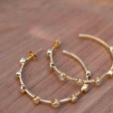 Moonstone Hoop Earrings 18k Gold Plated Earrings ~ Gemstone ~ Post ~Boho design ~ Handmade ~ Jewelry ~ Gift for her ~ ME216