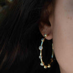 Moonstone Hoop Earrings 18k Gold Plated Earrings ~ Gemstone ~ Post ~Boho design ~ Handmade ~ Jewelry ~ Gift for her ~ ME216