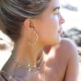 Moonstone Hoop Earrings 18k Gold Plated Earrings ~ Gemstone ~ Post ~Boho design ~ Handmade ~ Jewelry ~ Gift for her ~ ME216