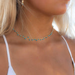 Moonstone, Labradorite, Aqua Chalcedony, Tourmaline or Turquoise Choker Necklace ~ Gold Plated 18k ~Jewelry ~ Minimalist ~Layered ~ MN132