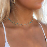 Moonstone, Labradorite, Aqua Chalcedony, Tourmaline or Turquoise Choker Necklace ~ Gold Plated 18k ~Jewelry ~ Minimalist ~Layered ~ MN132