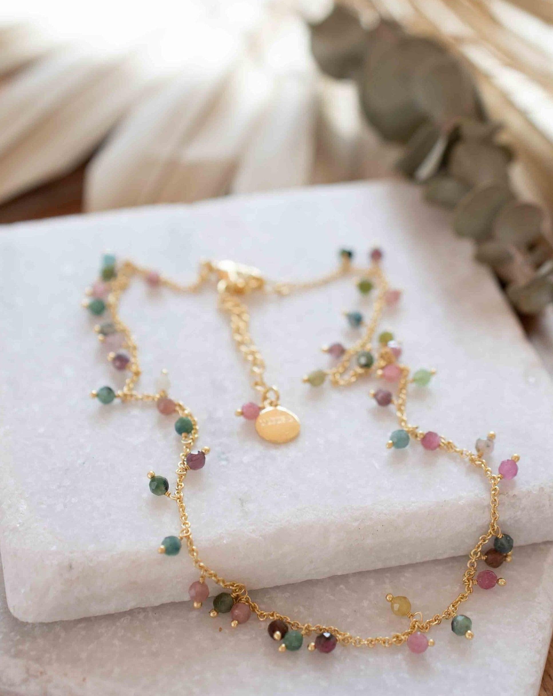 Moonstone, Labradorite, Aqua Chalcedony, Tourmaline or Turquoise Choker Necklace ~ Gold Plated 18k ~Jewelry ~ Minimalist ~Layered ~ MN132