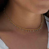 Moonstone, Labradorite, Aqua Chalcedony, Tourmaline or Turquoise Choker Necklace ~ Gold Plated 18k ~Jewelry ~ Minimalist ~Layered ~ MN133