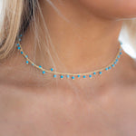 Moonstone, Labradorite, Aqua Chalcedony, Tourmaline or Turquoise Choker Necklace ~ Gold Plated 18k ~Jewelry ~ Minimalist ~Layered ~ MN133