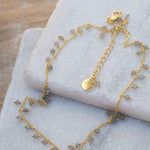 Moonstone, Labradorite, Aqua Chalcedony, Tourmaline or Turquoise Choker Necklace ~ Gold Plated 18k ~Jewelry ~ Minimalist ~Layered ~ MN134
