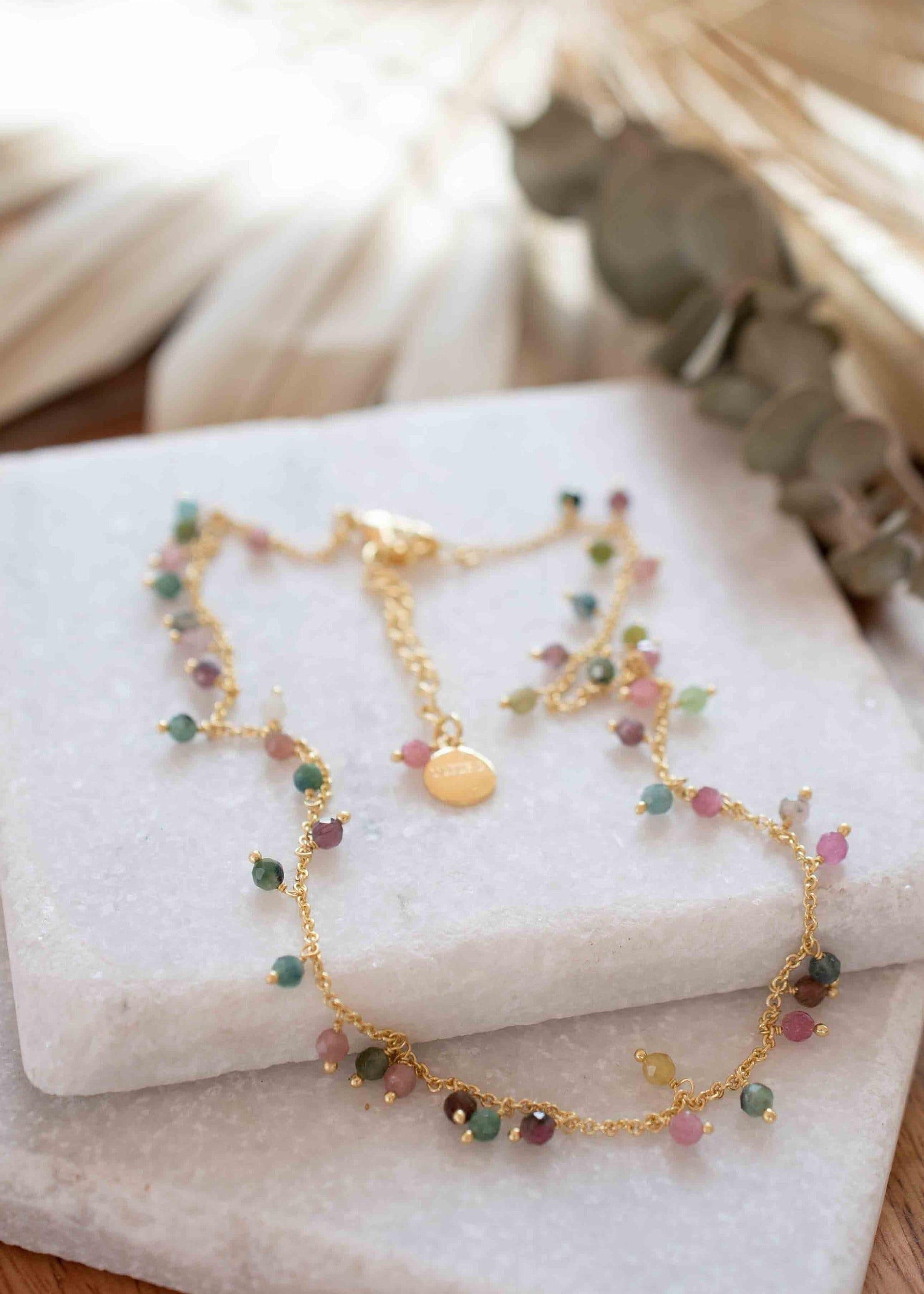 Moonstone, Labradorite, Aqua Chalcedony, Tourmaline or Turquoise Choker Necklace ~ Gold Plated 18k ~Jewelry ~ Minimalist ~Layered ~ MN134
