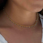 Moonstone, Labradorite, Aqua Chalcedony, Tourmaline or Turquoise Choker Necklace ~ Gold Plated 18k ~Jewelry ~ Minimalist ~Layered ~ MN134