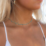 Moonstone, Labradorite, Aqua Chalcedony, Tourmaline or Turquoise Choker Necklace ~ Gold Plated 18k ~Jewelry ~ Minimalist ~Layered ~ MN134