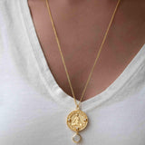 Moonstone, Labradorite or Aqua Chalcedony Meditation Peace Yoga Necklace ~ Charm ~ Gold plated 18k ~ Bohemian ~ Cubic zirconia ~ MN118