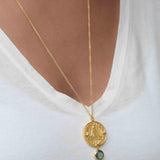 Moonstone, Labradorite or Aqua Chalcedony Meditation Peace Yoga Necklace ~ Charm ~ Gold plated 18k ~ Bohemian ~ Cubic zirconia ~ MN118