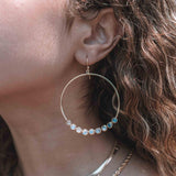 Moonstone Large Round 18k Gold Plated Earrings ~ Gemstone ~ Dangle Earrings ~Boho design ~ Handmade ~ Jewelry ~ Gift for her ~ ME211
