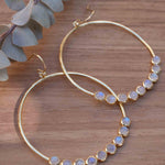 Moonstone Large Round 18k Gold Plated Earrings ~ Gemstone ~ Dangle Earrings ~Boho design ~ Handmade ~ Jewelry ~ Gift for her ~ ME211
