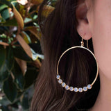Moonstone Large Round 18k Gold Plated Earrings ~ Gemstone ~ Dangle Earrings ~Boho design ~ Handmade ~ Jewelry ~ Gift for her ~ ME211