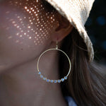 Moonstone Large Round 18k Gold Plated Earrings ~ Gemstone ~ Dangle Earrings ~Boho design ~ Handmade ~ Jewelry ~ Gift for her ~ ME211