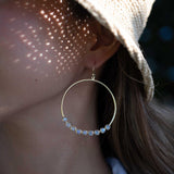 Moonstone Large Round 18k Gold Plated Earrings ~ Gemstone ~ Dangle Earrings ~Boho design ~ Handmade ~ Jewelry ~ Gift for her ~ ME211