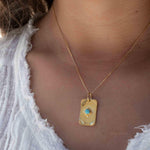 Moonstone, Larimar or Turquoise Necklace ~ Pendant ~ Gold Plated ~ Minimalist ~ Boho ~MN146