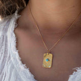 Moonstone, Larimar or Turquoise Necklace ~ Pendant ~ Gold Plated ~ Minimalist ~ Boho ~MN146