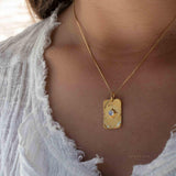 Moonstone, Larimar or Turquoise Necklace ~ Pendant ~ Gold Plated ~ Minimalist ~ Boho ~MN146