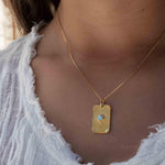 Moonstone, Larimar or Turquoise Necklace ~ Pendant ~ Gold Plated ~ Minimalist ~ Boho ~MN146