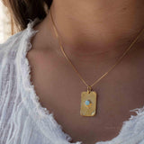 Moonstone, Larimar or Turquoise Necklace ~ Pendant ~ Gold Plated ~ Minimalist ~ Boho ~MN146