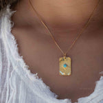 Moonstone, Larimar or Turquoise Necklace ~ Pendant ~ Gold Plated ~ Minimalist ~ Boho ~MN146