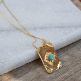 Moonstone, Larimar or Turquoise Necklace ~ Pendant ~ Gold Plated ~ Minimalist ~ Boho ~MN146