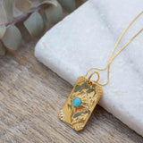 Moonstone, Larimar or Turquoise Necklace ~ Pendant ~ Gold Plated ~ Minimalist ~ Boho ~MN146