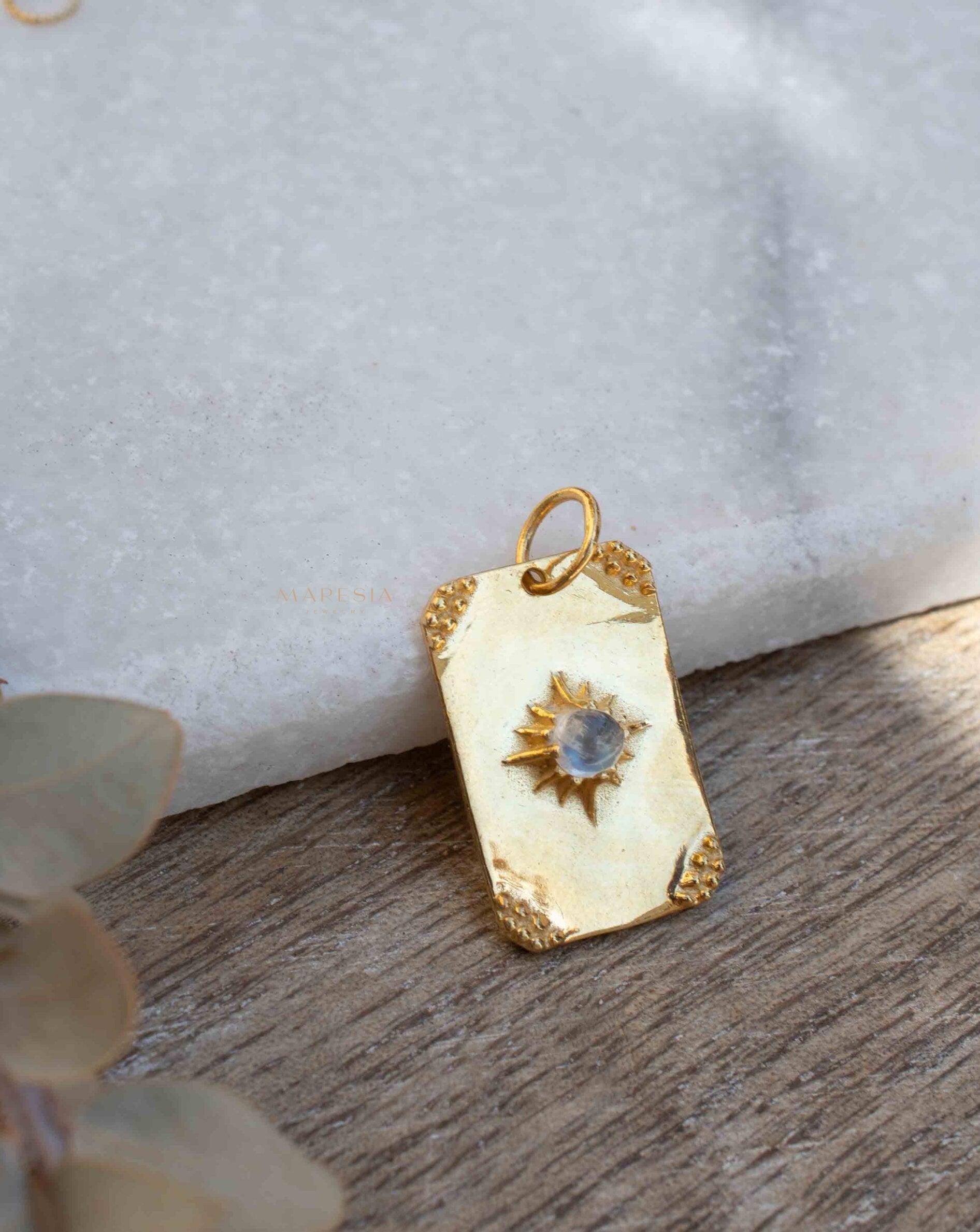 Moonstone, Larimar or Turquoise Necklace ~ Pendant ~ Gold Plated ~ Minimalist ~ Boho ~MN146