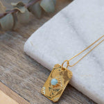 Moonstone, Larimar or Turquoise Necklace ~ Pendant ~ Gold Plated ~ Minimalist ~ Boho ~MN146