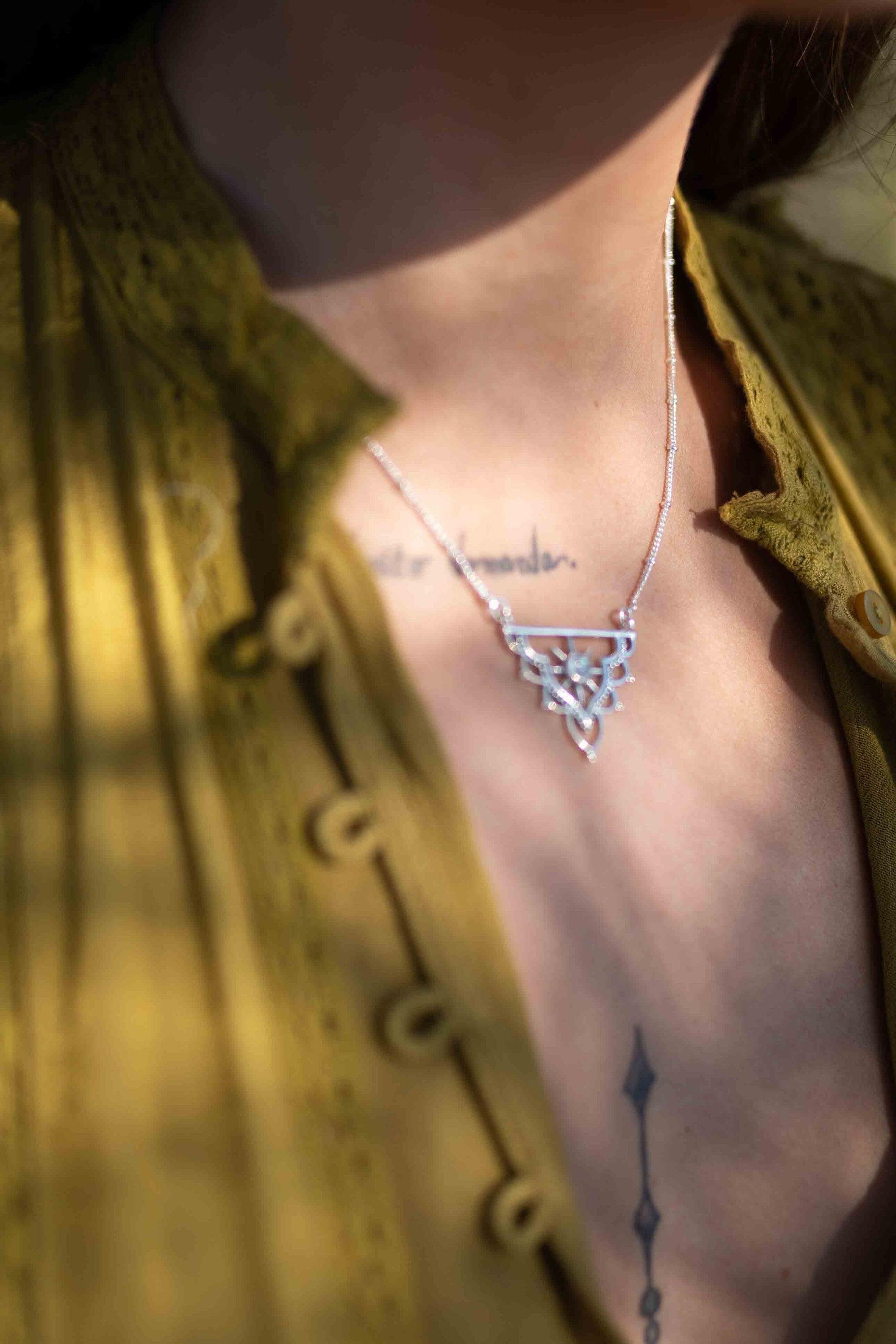 Moonstone Mandala Necklace ~ Sterling Silver 925 ~Jewelry ~ Beaded Chain ~ Minimalist~ Handmade~ Thin Chain~ Delicate ~Layered ~ MN071