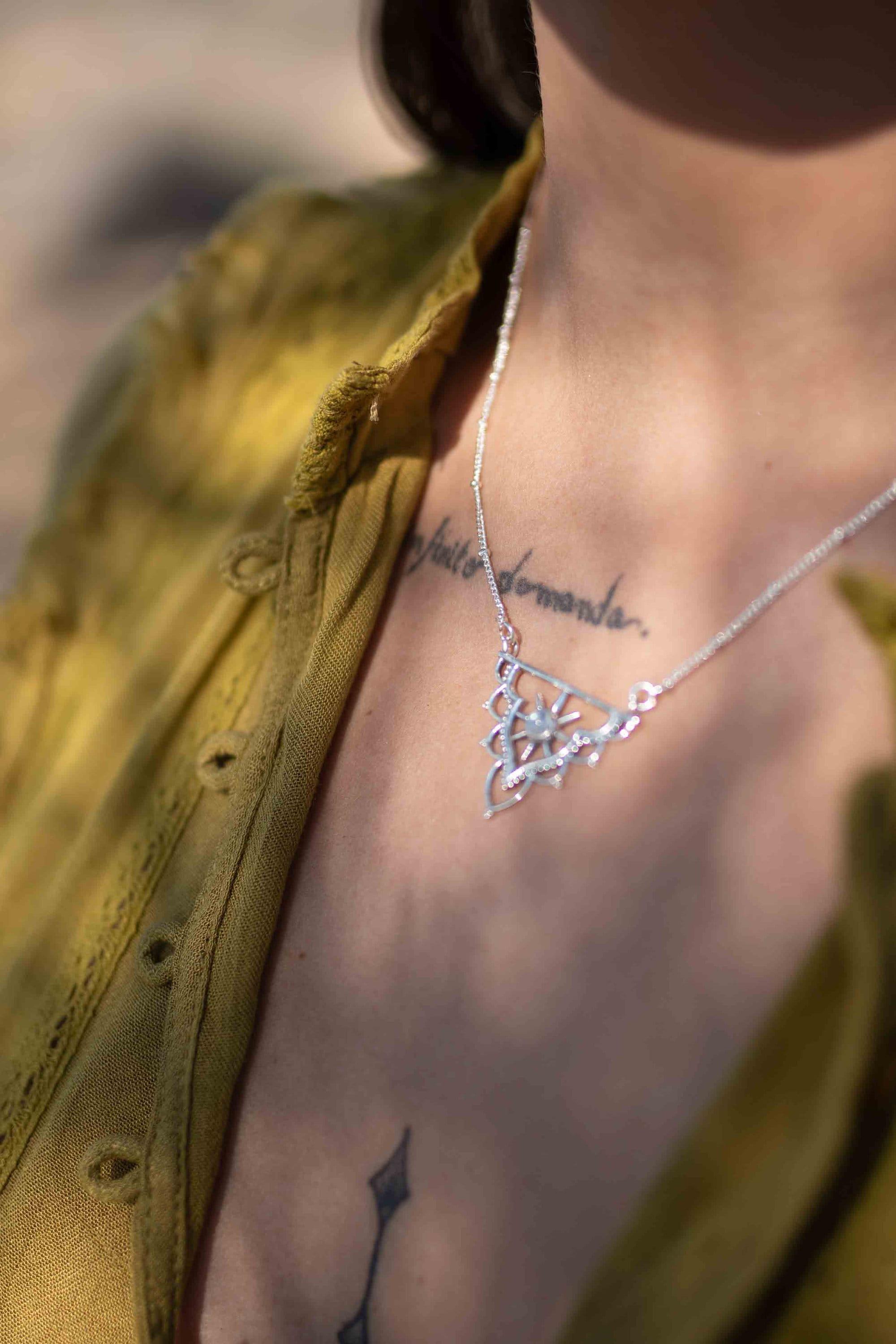 Moonstone Mandala Necklace ~ Sterling Silver 925 ~Jewelry ~ Beaded Chain ~ Minimalist~ Handmade~ Thin Chain~ Delicate ~Layered ~ MN071