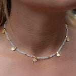 Moonstone Necklace ~ Gold Plated 18k ~Choker ~ Jewelry ~ Gift For Her ~ Minimalist~ Handmade~ Thin Chain~ Delicate ~Layered ~ MN106